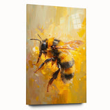 Acrylic wall art featuring a vibrant bee and arachnid design, showcasing intricate details and colors, displayed in a modern setting without pins. Perfect for nature-inspired decor.