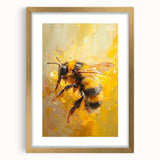 Framed wall art featuring a gold mat and intricate bee and insect designs, perfect for nature-themed decor, showcasing vibrant colors and detailed illustrations.
