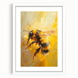 Framed wall art featuring a detailed illustration of bees and arachnids, showcasing intricate designs in vibrant colors, set against a white mat for a modern aesthetic.