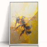 Framed acrylic wall art featuring a detailed design of bees and arachnids, with a sleek white frame, perfect for nature-themed decor. Ideal for insect enthusiasts.