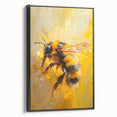 Framed canvas wall art showcasing a detailed insect and arachnid design featuring various bee species, set against a black background, ideal for nature enthusiasts.