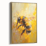 Framed wall art showcasing a detailed bee and arachnid design, with gold accents and a sleek side view, ideal for nature-themed decor. Perfect for enhancing modern interiors.