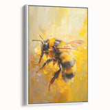 Framed canvas wall art showcasing a detailed bee and arachnid design, featuring vibrant colors on a white background, perfect for nature-themed decor.