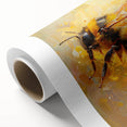 Colorful rolled canvas art featuring a detailed design of various insects and arachnids, showcasing bees in intricate patterns, perfect for nature enthusiasts and home decor.