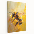 Stretched canvas wall art showcasing a vibrant bee and arachnid design in vivid colors, perfect for nature enthusiasts and modern decor. Ideal for living spaces or galleries.
