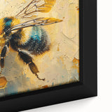 Close-up of a framed canvas wall art featuring a vibrant collection of bees and arachnids, showcasing intricate details and colorful designs, perfect for nature lovers.