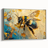 Framed wall art featuring a collection of intricately designed bees and arachnids on a silver background, showcasing detailed illustrations perfect for nature enthusiasts.