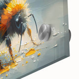 Close-up of a vibrant acrylic glass wall art piece showcasing intricate bee and arachnid designs, perfect for nature enthusiasts and home décor lovers.