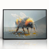 Framed acrylic wall art featuring a detailed bee and arachnid design, set against a sleek black frame, perfect for nature enthusiasts and modern decor.