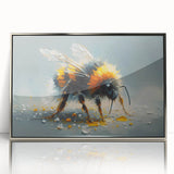 Framed acrylic wall art showcasing a detailed design of bees and arachnids, featuring a silver frame that enhances the vibrant colors and intricate patterns, ideal for nature lovers and home decor enthusiasts.