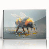 Framed acrylic wall art displaying an intricate bee and arachnid design, featuring vibrant colors on a white background, perfect for insect enthusiasts and modern decor.