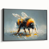 Framed wall art featuring a detailed design of bees and arachnids on a black background, showcasing intricate illustrations suitable for nature enthusiasts and modern decor.