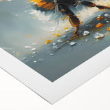 Rolled canvas artwork showcasing a vibrant bee and arachnid design, ideal for nature enthusiasts, packaged securely in a cardboard tube for easy display.