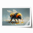 Close-up of a rolled art print showcasing a colorful bee and arachnid design, ideal for nature enthusiasts, packaged securely in a protective cardboard tube.