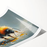 Colorful rolled wall art print showcasing a detailed illustration of bees and arachnids, perfect for nature lovers and home decor enthusiasts, packaged securely in a protective tube.