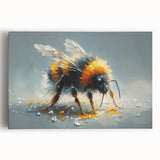 Stretched canvas wall art depicting a vibrant collection of bees and arachnids in intricate detail, perfect for nature enthusiasts and modern decor.