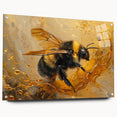 Acrylic glass wall art collection showcasing a vibrant insect and arachnid bee design, displayed in a side view with decorative pins, perfect for nature enthusiasts.