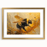 Golden-framed wall art collection featuring intricately designed insects and arachnids, showcasing detailed bee illustrations on a white mat background, perfect for nature lovers and home decor enthusiasts.