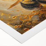 Bees-themed wall art printed on rolled canvas, showcasing vibrant colors and intricate details, perfect for nature lovers and home decor enthusiasts.