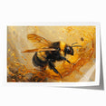 Colorful rolled wall art print showcasing a vibrant bee design, featuring detailed insect illustrations on a textured surface, ideal for nature-themed decor.