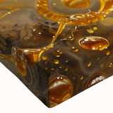 Close-up of a vibrant stretched canvas featuring a detailed bee design, showcasing intricate patterns and colors, ideal for nature-themed wall decor.