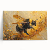 Stretched canvas wall art showcasing a vibrant insect and arachnid bee design, featuring intricate details and bold colors, perfect for nature-inspired decor.
