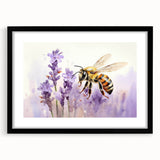 Framed wall art design showcasing a detailed collection of bees and arachnids, featuring a sleek black mat and modern aesthetics, perfect for nature enthusiasts.