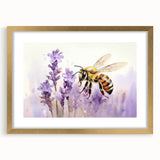 Framed wall art featuring a detailed collection of bees and arachnids, displayed in a gold frame with a mat, perfect for nature-inspired decor.