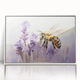 Framed acrylic wall art featuring a detailed design of bees and arachnids, displayed in a sleek white frame, ideal for nature-themed decor. Perfect for enhancing home or office aesthetics with a touch of entomological artistry.