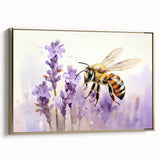 Framed canvas wall art showcasing an intricate design of bees and arachnids, featuring a gold frame. The vibrant colors and detailed illustrations create an eye-catching focal point for any room. Ideal for nature enthusiasts and art collectors, this piece adds a unique touch to home decor.