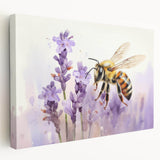 Stretched canvas wall art showcasing a vibrant bee and arachnid design, featuring detailed insect illustrations in rich colors, perfect for nature-themed decor.