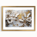 Framed wall art collection featuring a detailed butterfly design, elegantly matted and finished with a gold frame, ideal for nature enthusiasts and home décor.