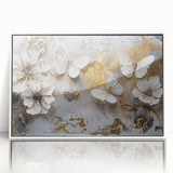 Framed wall art showcasing a detailed butterfly design, featuring vibrant colors on a white background, ideal for adding a touch of nature to home decor.