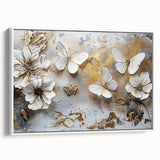 Framed wall art showcasing a vibrant butterfly design with intricate insect and arachnid illustrations, set against a white background, ideal for nature enthusiasts and modern decor.