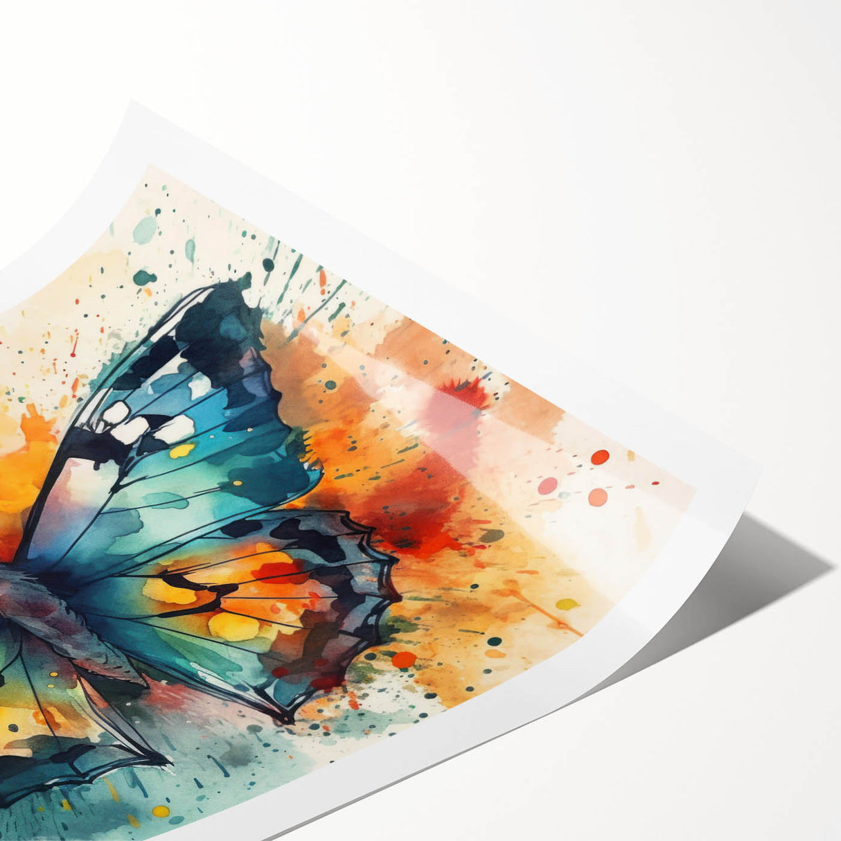 Vibrant butterfly-themed wall art print showcasing intricate insect designs in vivid colors, rolled and ready for framing or display, ideal for nature lovers.