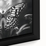 Close-up of a beautifully framed butterfly wall art design featuring vibrant colors and intricate details, perfect for enhancing any modern decor. This insect and arachnid-themed canvas adds a touch of nature-inspired elegance to living spaces.