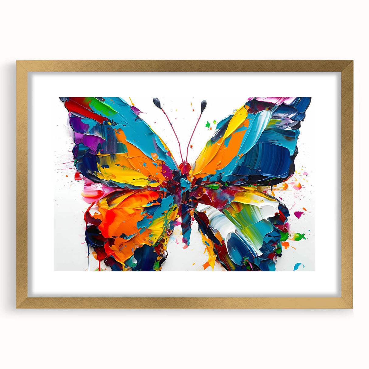 Elegant butterfly-themed wall art collection featuring intricate insect and arachnid designs in a gold frame with a mat, perfect for nature-inspired decor.