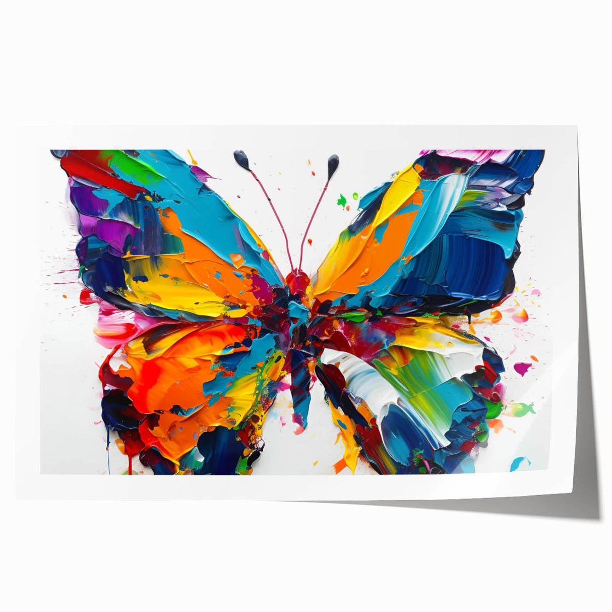 Colorful butterfly wall art design featuring intricate insect and arachnid illustrations on a rolled print, perfect for nature-themed decor.