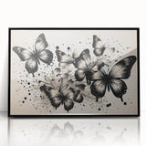 Framed wall art collection showcasing intricate butterfly and arachnid designs in vibrant colors against a sleek black background, ideal for nature enthusiasts and modern decor.