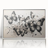 Framed wall art collection featuring a colorful butterfly design, showcasing intricate details and vibrant hues, perfect for enhancing modern home decor.