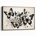 Framed wall art collection showcasing a vibrant butterfly design with intricate details against a black background, perfect for enhancing modern home decor.