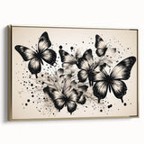 Framed wall art featuring a butterfly design in vibrant colors, showcasing intricate details and a gold frame, perfect for adding elegance to home decor.
