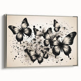 Framed wall art featuring a vibrant butterfly design on canvas, set in a sleek silver frame, perfect for adding a touch of nature to home decor.