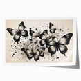Colorful butterfly wall art print showcasing intricate insect and arachnid designs, perfect for home decor. Rolled canvas ideal for framing or display.