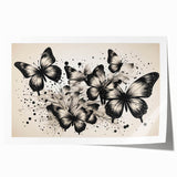 Colorful butterfly wall art print showcasing intricate insect and arachnid designs, perfect for home decor. Rolled canvas ideal for framing or display.