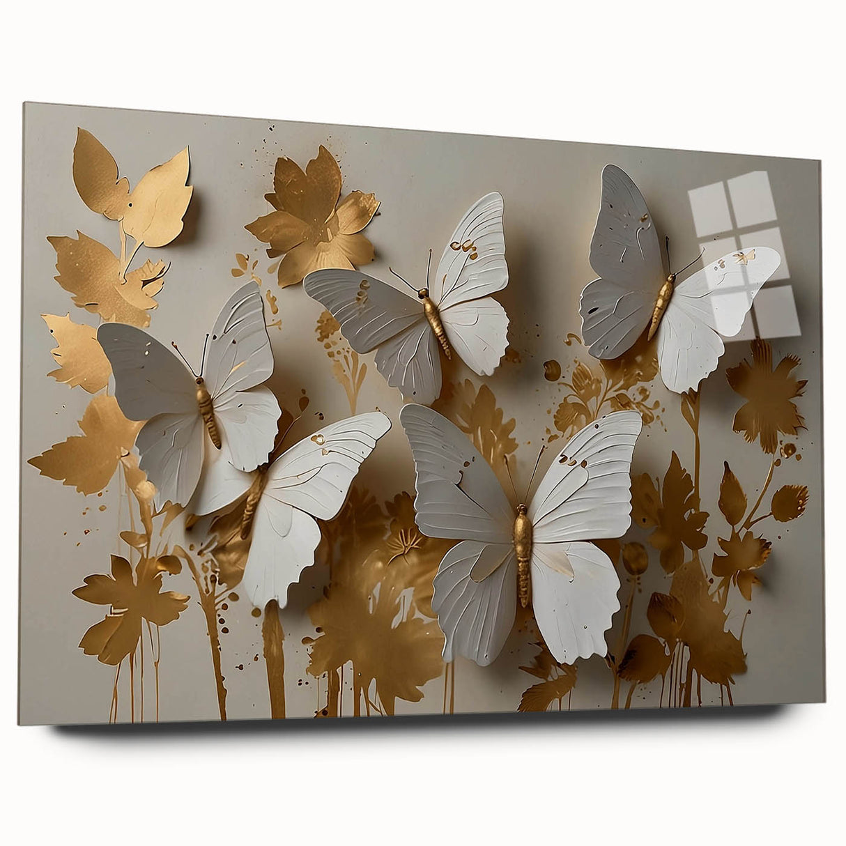 Colorful butterfly and arachnid wall art collection displayed in acrylic glass, showcasing intricate designs and vibrant colors, perfect for home decor accents.