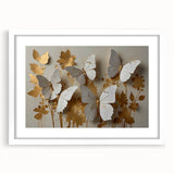 Framed wall art collection showcasing a vibrant butterfly and insect design, with a white mat and sleek frame, perfect for enhancing modern decor.