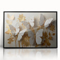 Framed wall art featuring an intricate butterfly design, showcasing vibrant colors against a sleek black background, perfect for adding elegance to any decor.