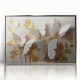 Framed wall art featuring a detailed butterfly design from the Insect and Arachnid collection, showcasing vibrant colors and a sleek silver frame, perfect for modern decor.