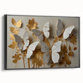 Framed wall art featuring a vibrant butterfly design with intricate details, set against a sleek black frame, perfect for adding color and elegance to any room decor.